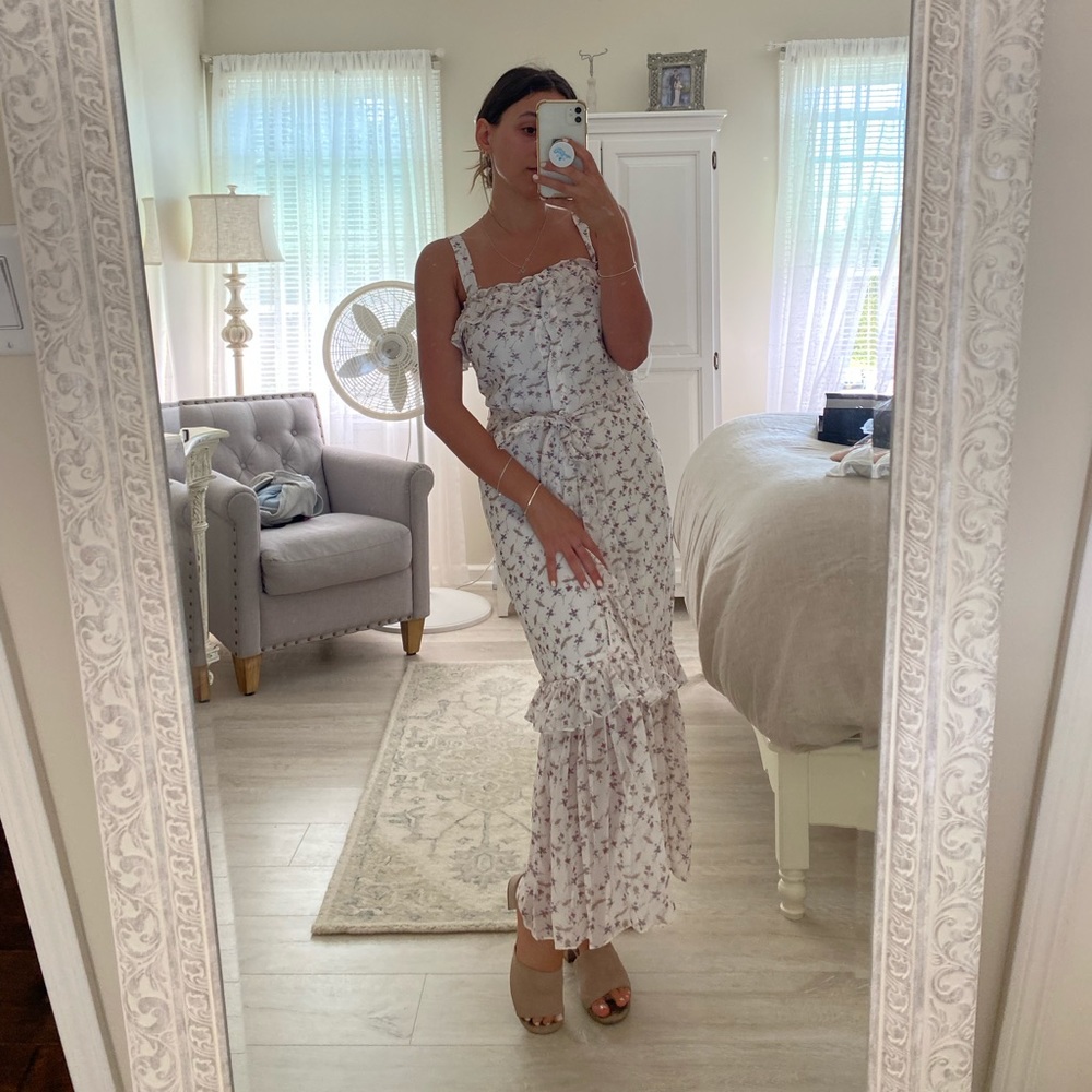 Lulu's White/Cream Floral Midi Maxi Sundress S Small